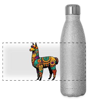 Alpaka - Panorama Glitzer Isolierflasche 500 ml - Silber Glitzer - Vorne