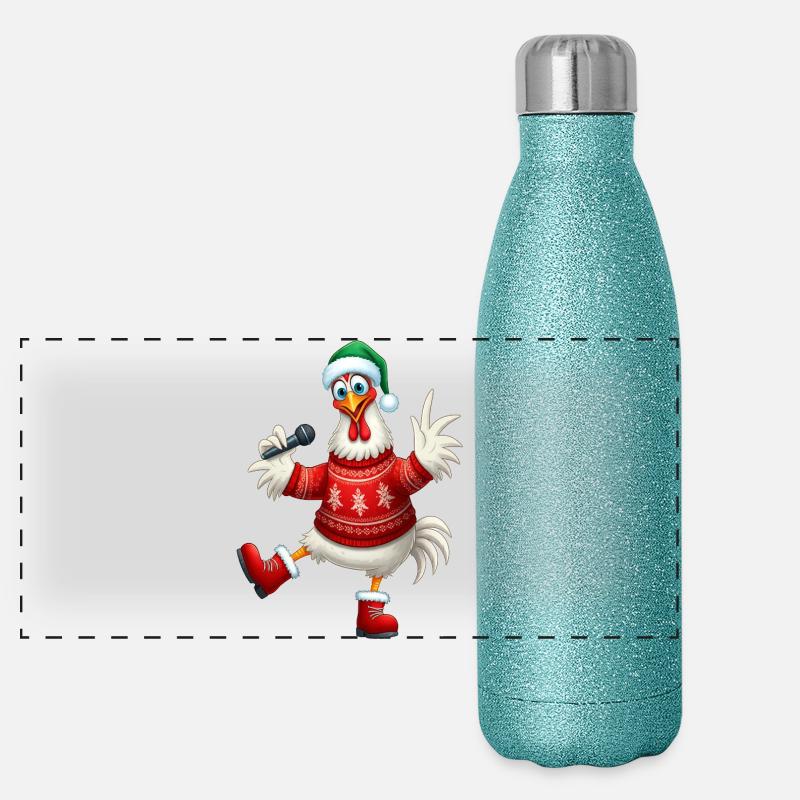 Urlaub Singende Henne Pullover Panorama Glitzer Isolierflasche 500 ml