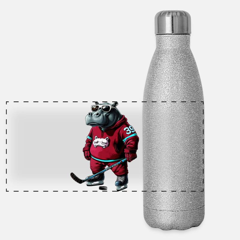 Nilpferde Eishockey Panoramic Glitter Thermal Bottle 500 ml