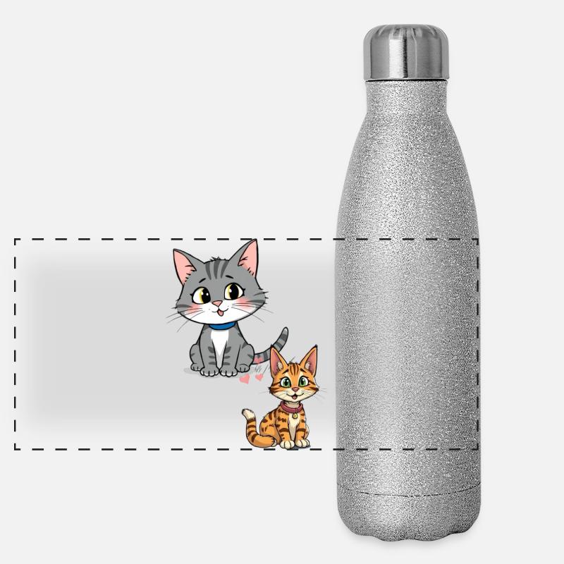 Chats ludiques sur un design mignon Gourde isotherme panoramique pailletée 500 ml