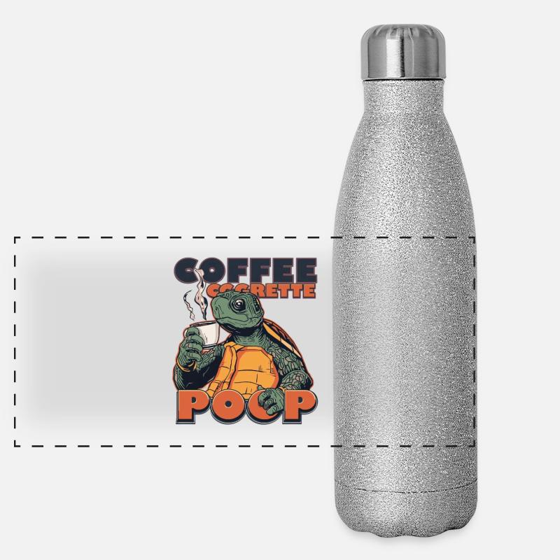 Lézard Tortue Mégot de Café Gaff Cigarette Gourde isotherme panoramique pailletée 500 ml