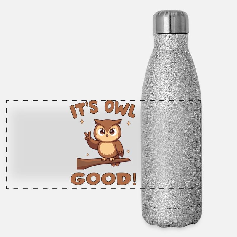 Hibou mignon avec message encourageant Gourde isotherme panoramique pailletée 500 ml