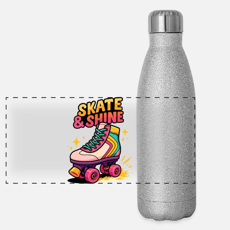 Skate & Shine Neon Roller Panorama Glitzer Isolierflasche 500 ml