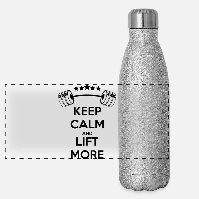 Keep Calm Weightlifting: GYM Silhouette Power Panoramic Glitter Thermal Bottle 500 ml