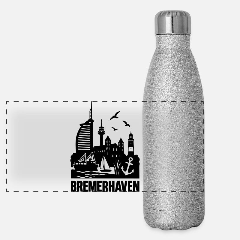 Bremerhaven Silhouette Skyline Panorama Glitzer Isolierflasche 500 ml