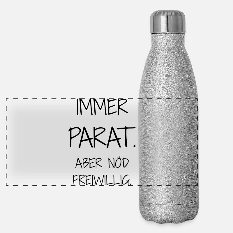 Statement-Design – Ironie trifft Alltag - Panorama Glitzer Isolierflasche 500 ml - Silber Glitzer