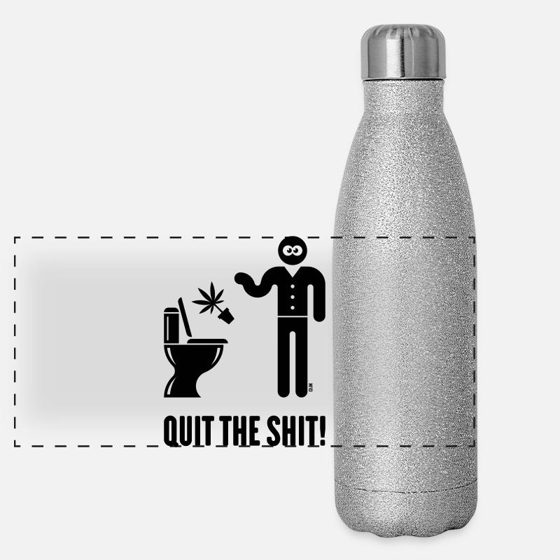 Quit The Shit! (Cannabis / Marihuana / Hanf / B) Panorama Glitzer Isolierflasche 500 ml