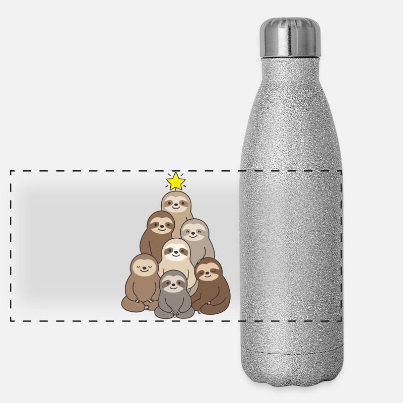 Cute Sloth Christmas Tree Christmas cutest Panoramic Glitter Thermal Bottle 500 ml