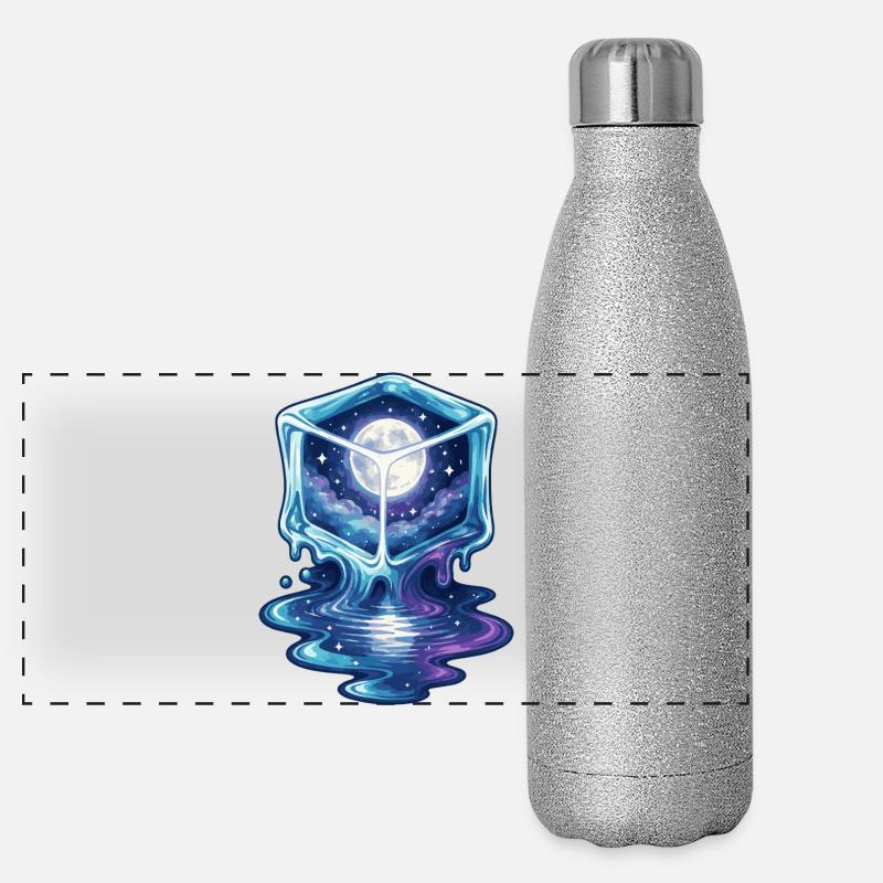 Galaxie cosmique Icecube Gourde isotherme panoramique pailletée 500 ml