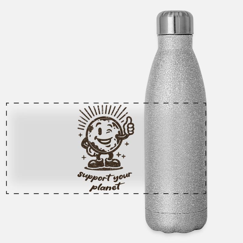 Support Your Planet Motiv Panorama Glitzer Isolierflasche 500 ml