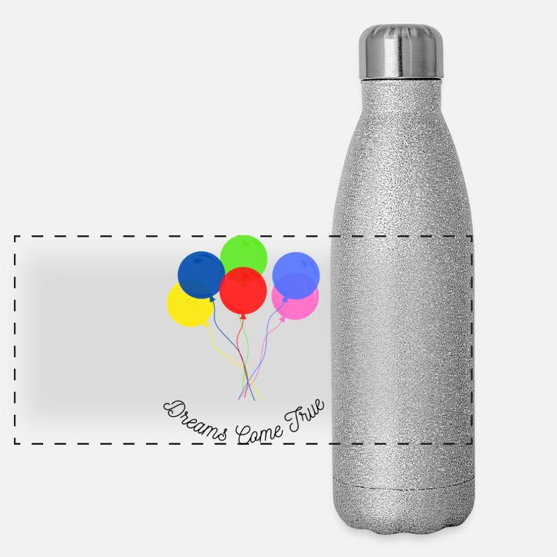Bunte Luftballons – Träume werden wahr Panorama Glitzer Isolierflasche 500 ml
