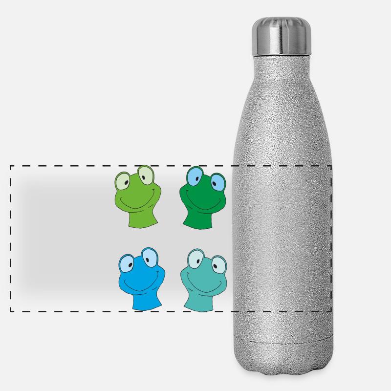 Colorful frog faces Panoramic Glitter Thermal Bottle 500 ml