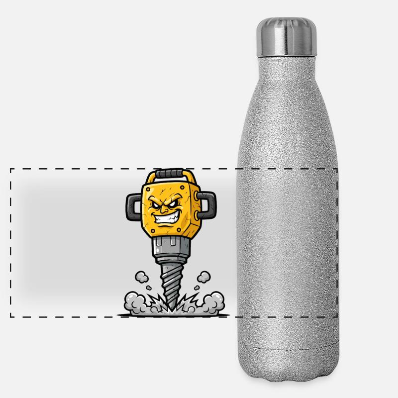 Dessin animé Drill en colère avec explosion Gourde isotherme panoramique pailletée 500 ml