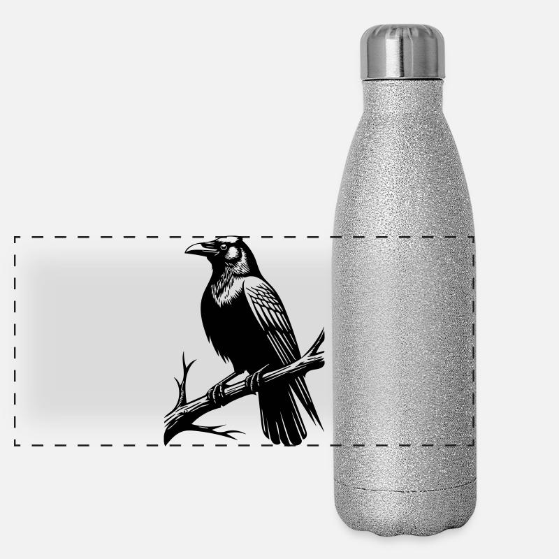 Krähe Panorama Glitzer Isolierflasche 500 ml