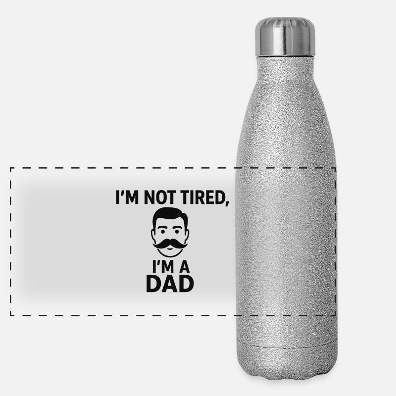 Nicht müde, ich bin Vater Panorama Glitzer Isolierflasche 500 ml