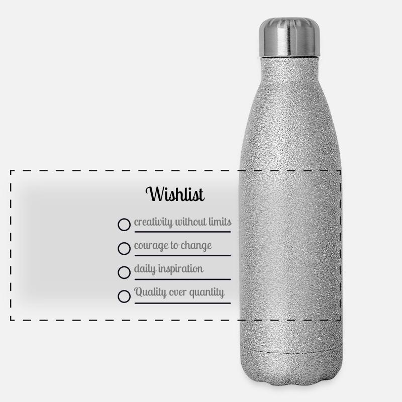 Liste de souhaits - Gourde isotherme panoramique pailletée 500 ml - paillettes argentées