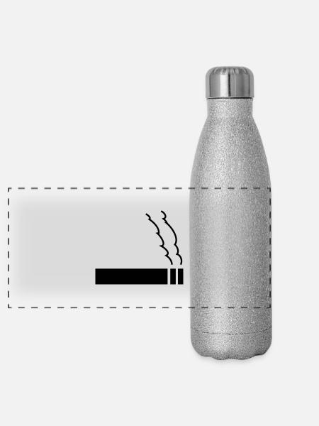 zigarette - Panorama Glitzer Isolierflasche 500 ml - Silber Glitzer - Vorne