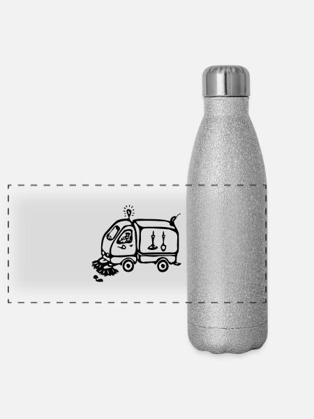 Balayeuse - Gourde isotherme panoramique pailletée 500 ml - paillettes argentées - Devant