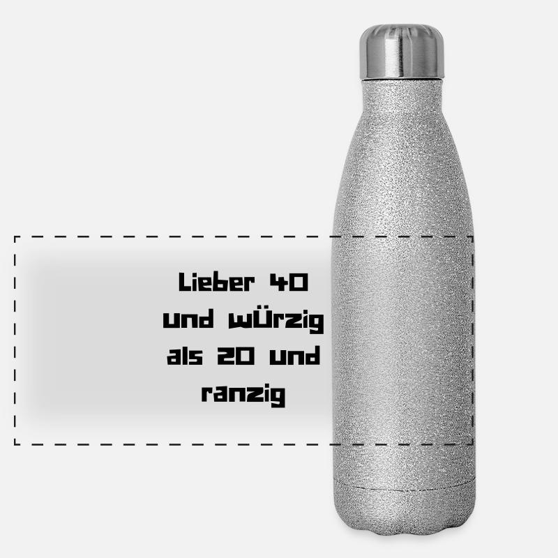 40er - Panorama Glitzer Isolierflasche 500 ml - Silber Glitzer