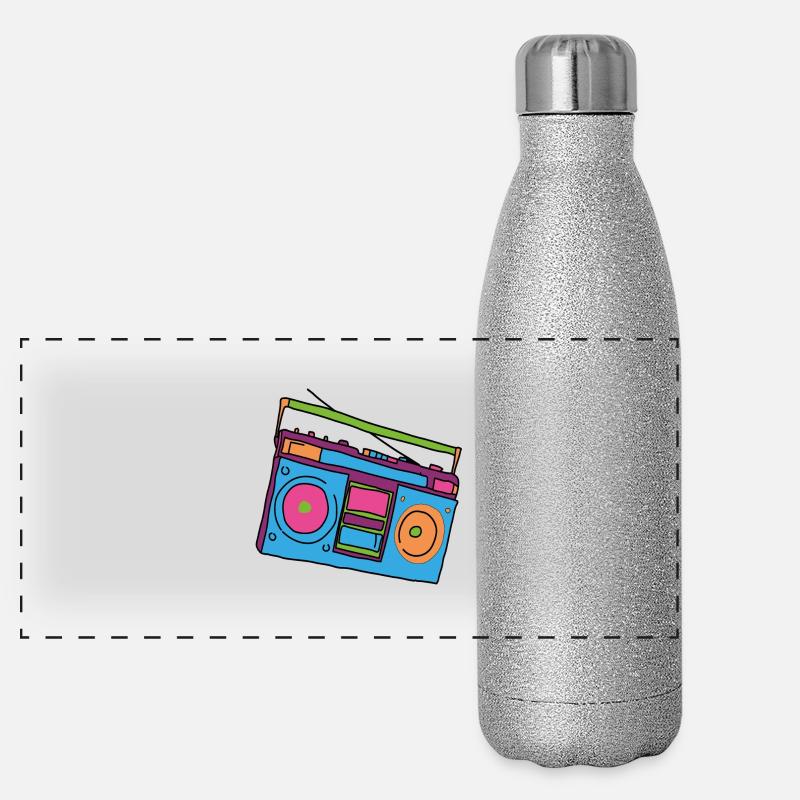 Hipster Kassettenrekorder Panorama Glitzer Isolierflasche 500 ml