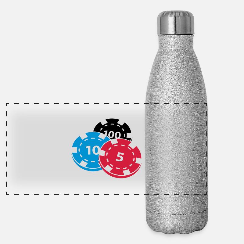Poker chips - Panoramic Glitter Thermal Bottle 500 ml - silver glitter