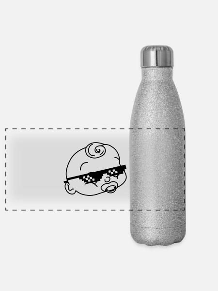 Cool baby - Panoramic Glitter Thermal Bottle 500 ml - silver glitter - Front