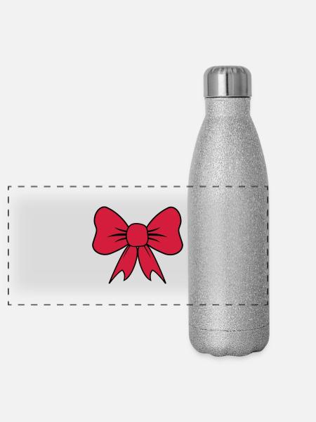 Geschenkschleife Schleife Masche - Panorama Glitzer Isolierflasche 500 ml - Silber Glitzer