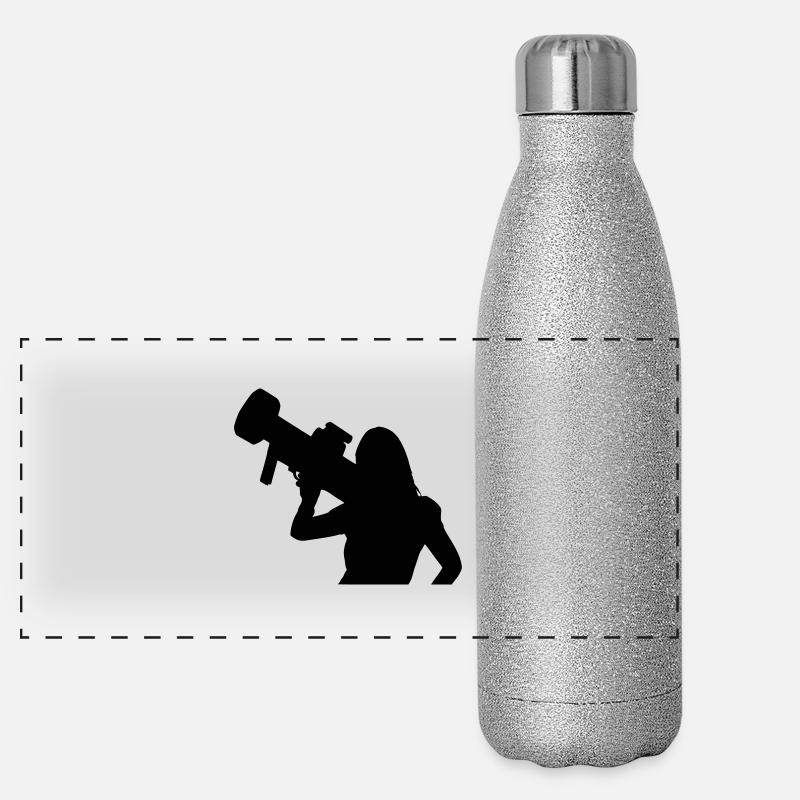sexy girl gun Panorama Glitzer Isolierflasche 500 ml