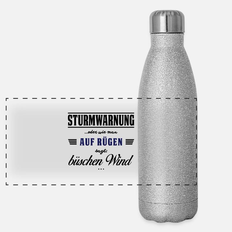 Sturmwarnung Rügen - büschen Wind Panorama Glitzer Isolierflasche 500 ml