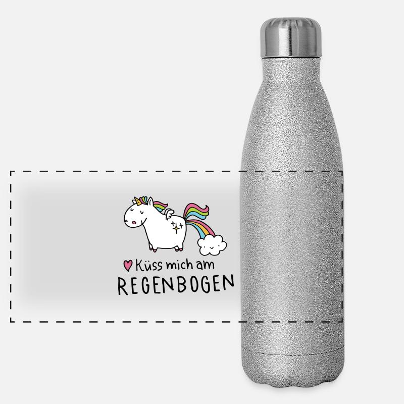 Kü mich am Regenbogen Panorama Glitzer Isolierflasche 500 ml