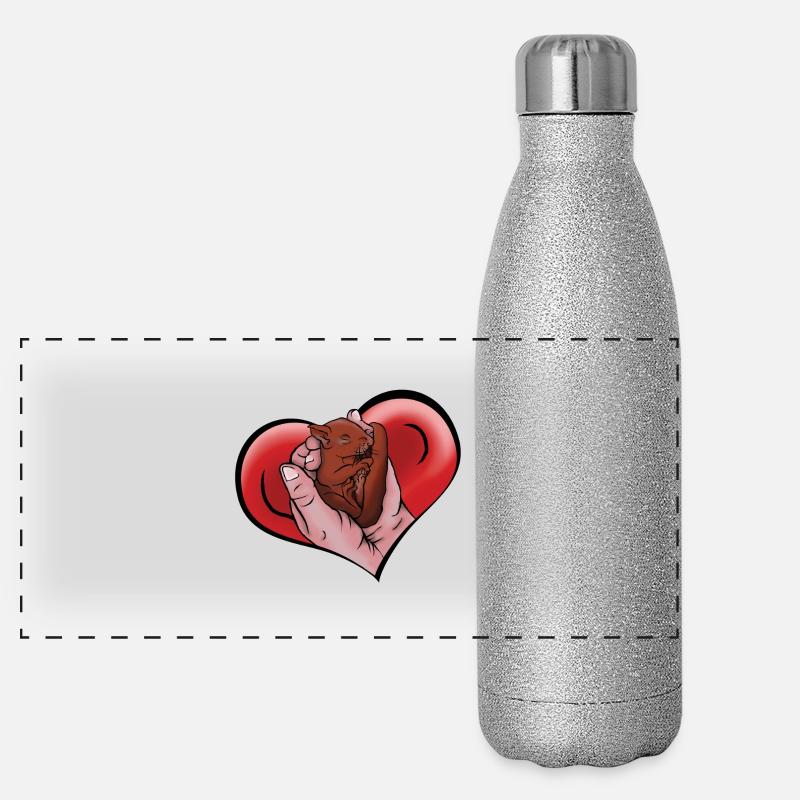 Bande dessinée bébé écureuil dans les mains dans le cœur Gourde isotherme panoramique pailletée 500 ml