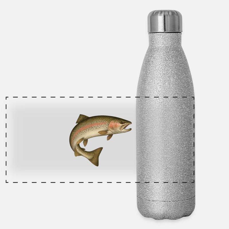 Fische Angeln Panorama Glitzer Isolierflasche 500 ml