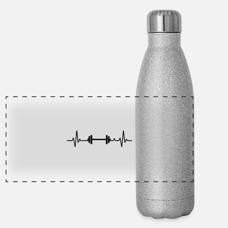 Heartbeat-Design mit Hantel Panorama Glitzer Isolierflasche 500 ml