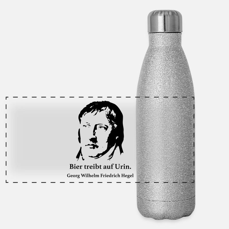 Hegel: Bier treibt auf Urin. Panorama Glitzer Isolierflasche 500 ml