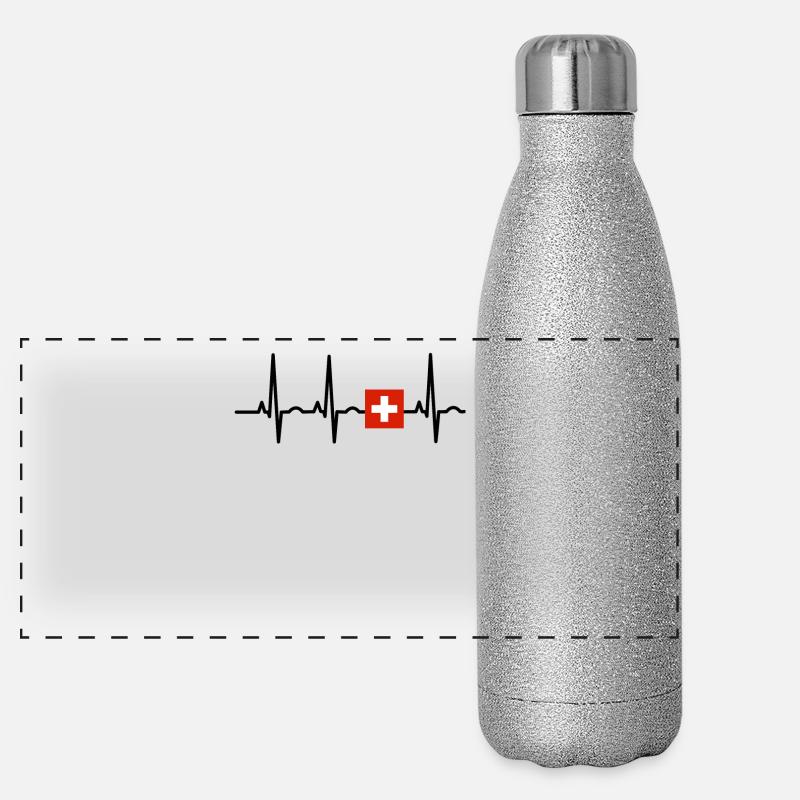 EKG heartbeat SCHWEIZ Panorama Glitzer Isolierflasche 500 ml