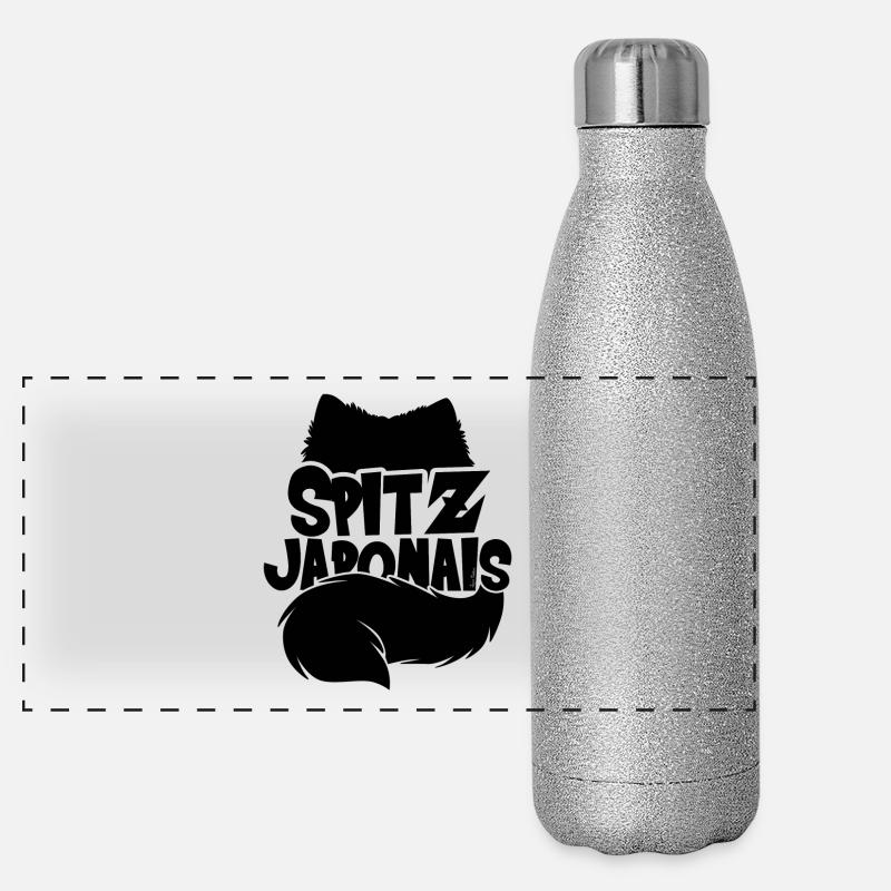 Japanische Spitz Silhouette Panorama Glitzer Isolierflasche 500 ml