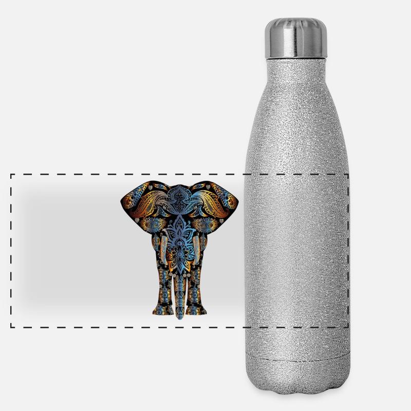 Elephant symbol colorful Panoramic Glitter Thermal Bottle 500 ml