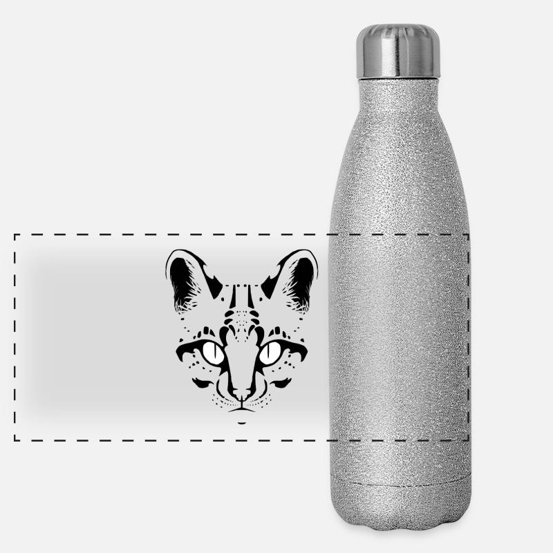 Ocelot Lineart en noir et blanc Gourde isotherme panoramique pailletée 500 ml