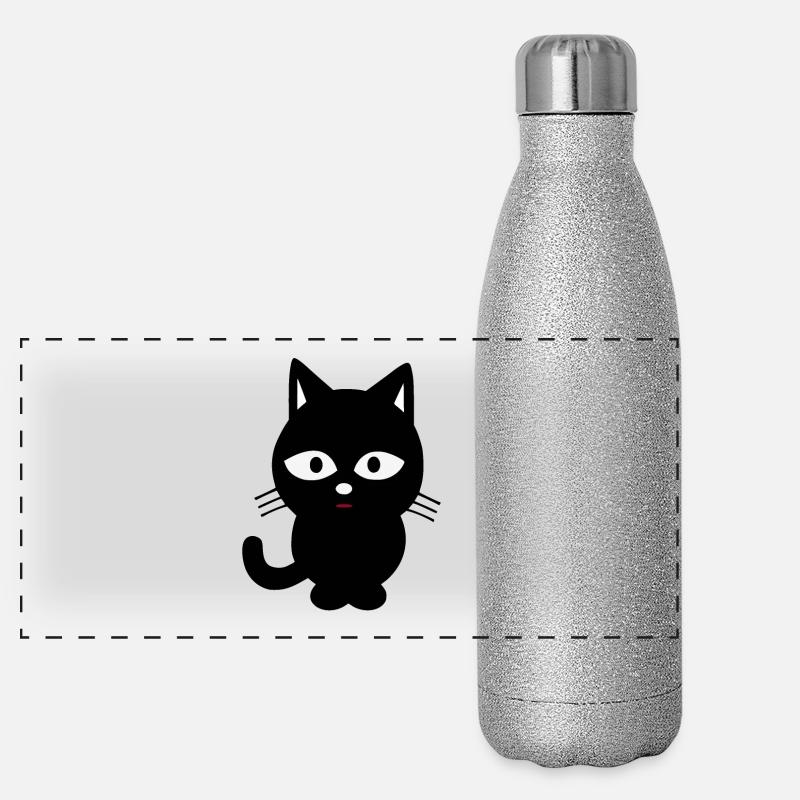 chat noir Gourde isotherme panoramique pailletée 500 ml
