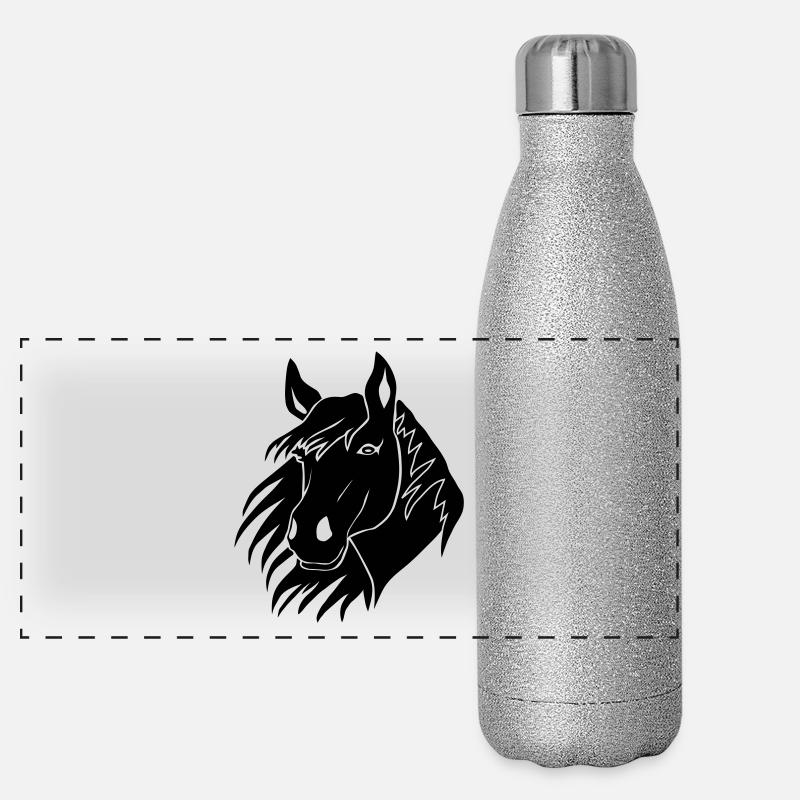 pferd pony isländer reiten pferdekopf ponyhof Panorama Glitzer Isolierflasche 500 ml