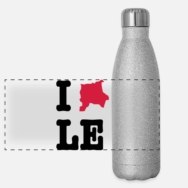 I Love Leipzig (I heart LE) - Stadtumrisse Panorama Glitzer Isolierflasche 500 ml