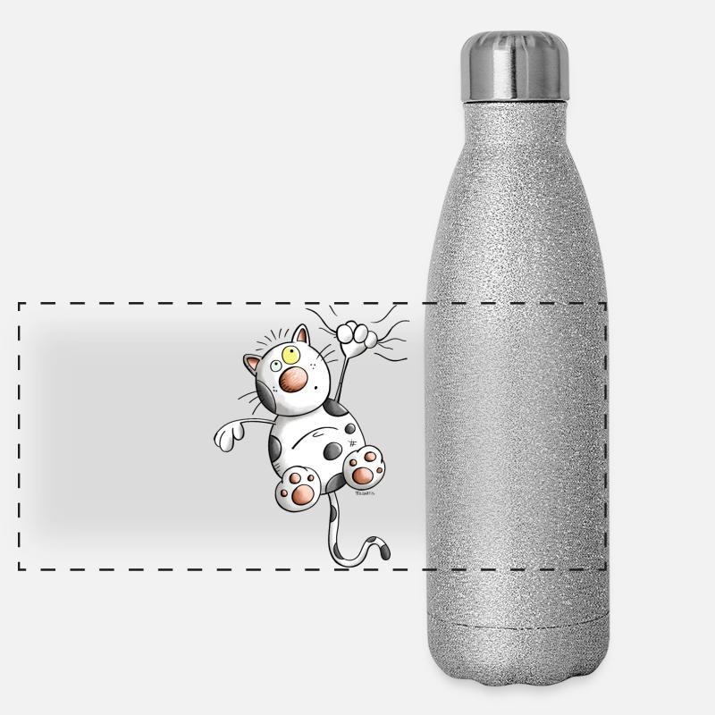 Abenteuerlustige Katze Panorama Glitzer Isolierflasche 500 ml