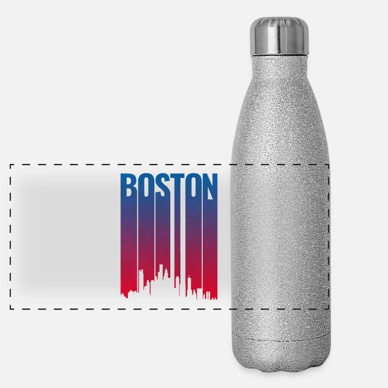 Boston Skyline Gradient Night Panorama Glitzer Isolierflasche 500 ml