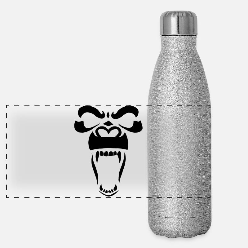 Schwarzer Gorilla Panorama Glitzer Isolierflasche 500 ml
