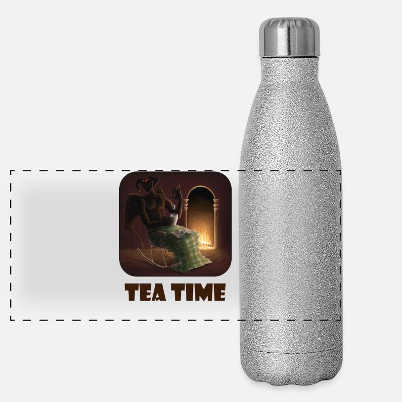 Eine wohlverdiente Teepause für diesen bekannten Dämon Panorama Glitzer Isolierflasche 500 ml