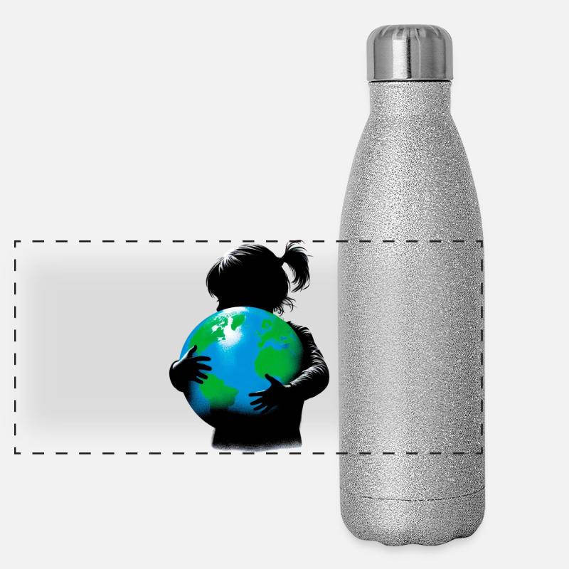 Planet Erde Panorama Glitzer Isolierflasche 500 ml
