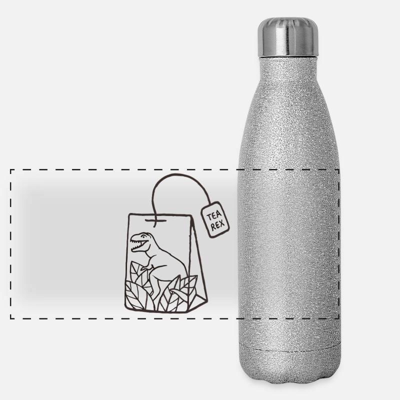 Conception de sachet de thé dinosaure - Gourde isotherme panoramique pailletée 500 ml - paillettes argentées