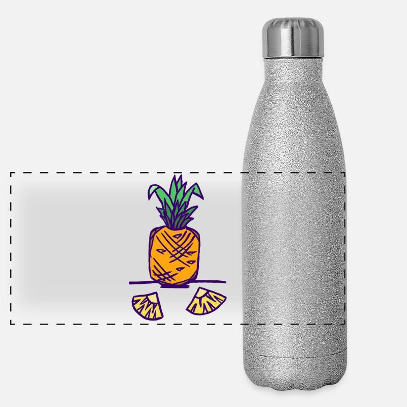 Ananas mit Scheiben Panorama Glitzer Isolierflasche 500 ml