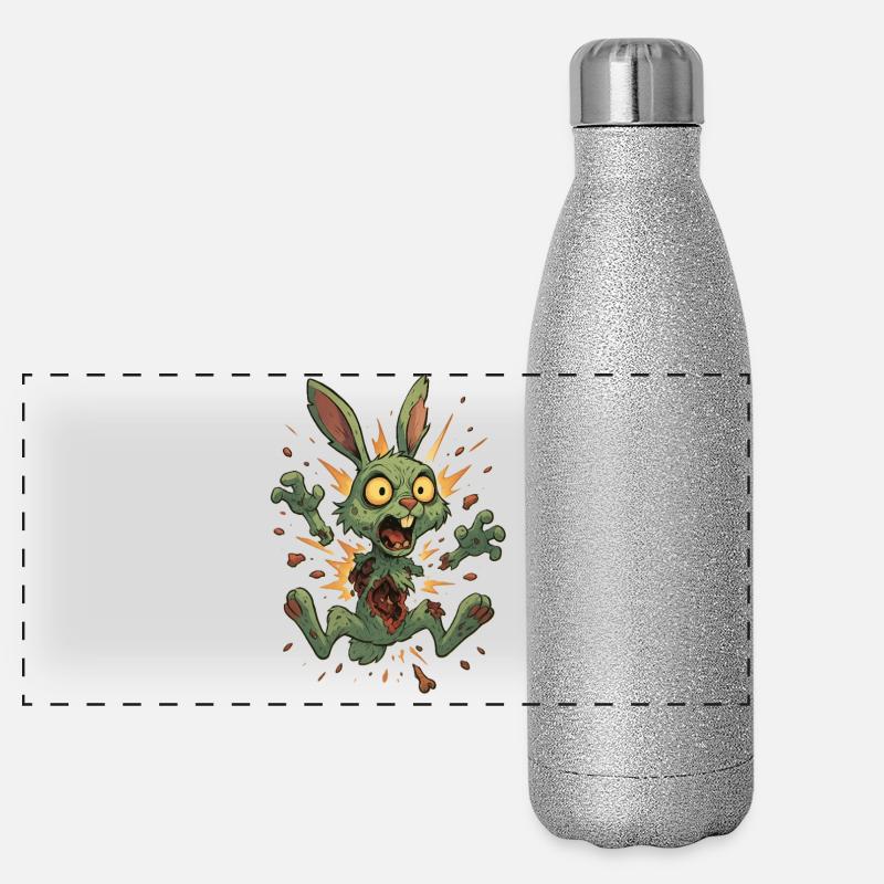 Lapin zombie explosif cartoon Gourde isotherme panoramique pailletée 500 ml