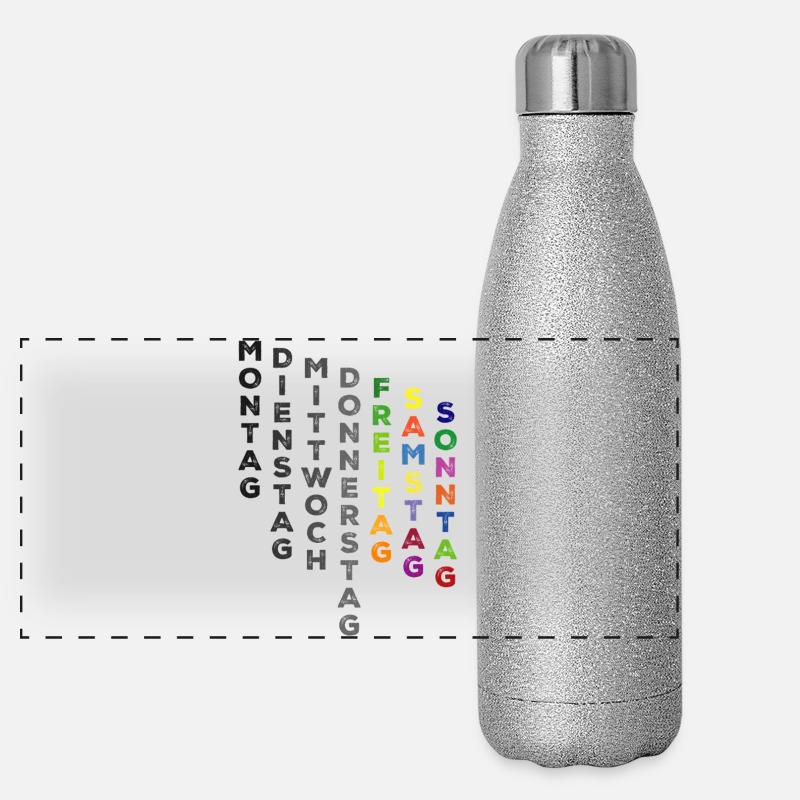 Die Woche , Freitag bis Sonntag - bunt Panorama Glitzer Isolierflasche 500 ml